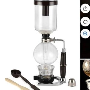 Kendal NWT 5 cup Glass and Black Coffee Syphon Coffee Maker with alcohol burner